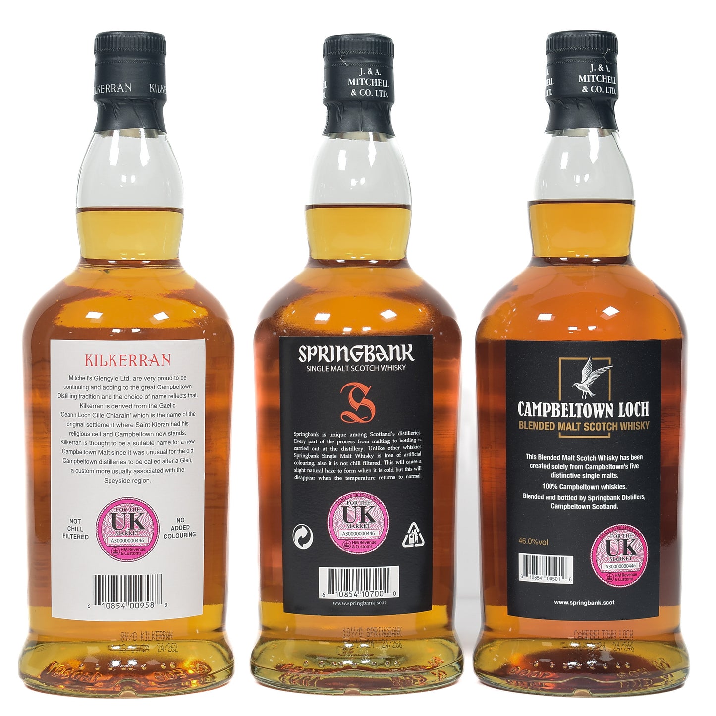 Springbank 10 Year Old - Kilkerran 8 Year Old Bourbon Cask Strength - Campbeltown Loch (3x70cl)